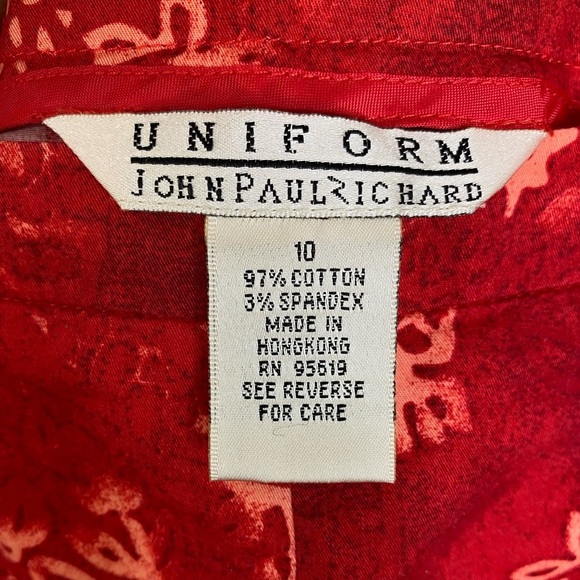 UNIFORM JOHN PAUL RICHARD BALI PAISLEY PATTERNED COTTON STRETCH CAPRI PANTS 10 - Picture 11 of 11